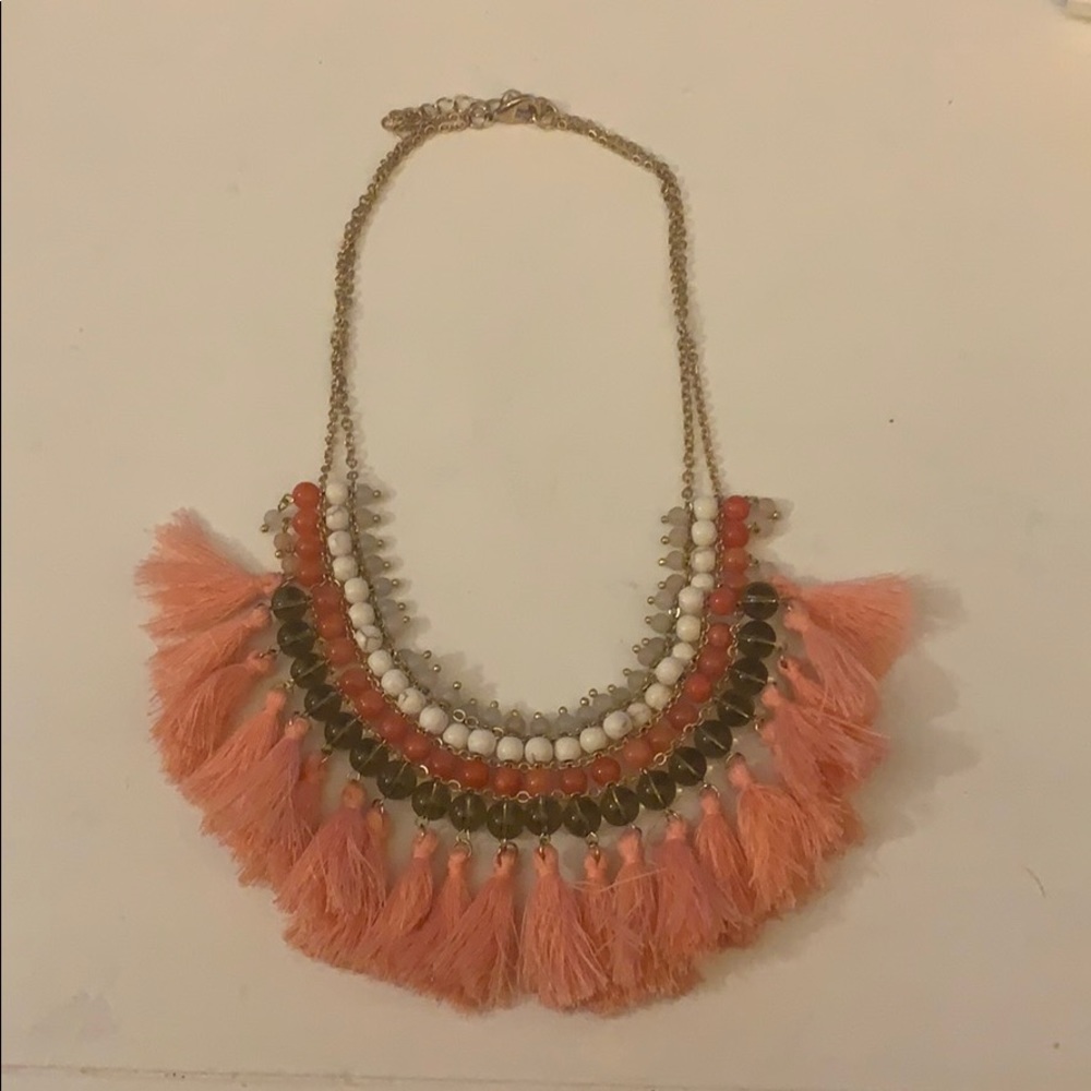 Coral bib necklace